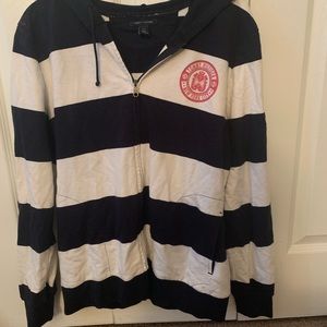 Tommy Hilfiger striped zip hoodie! Size large!